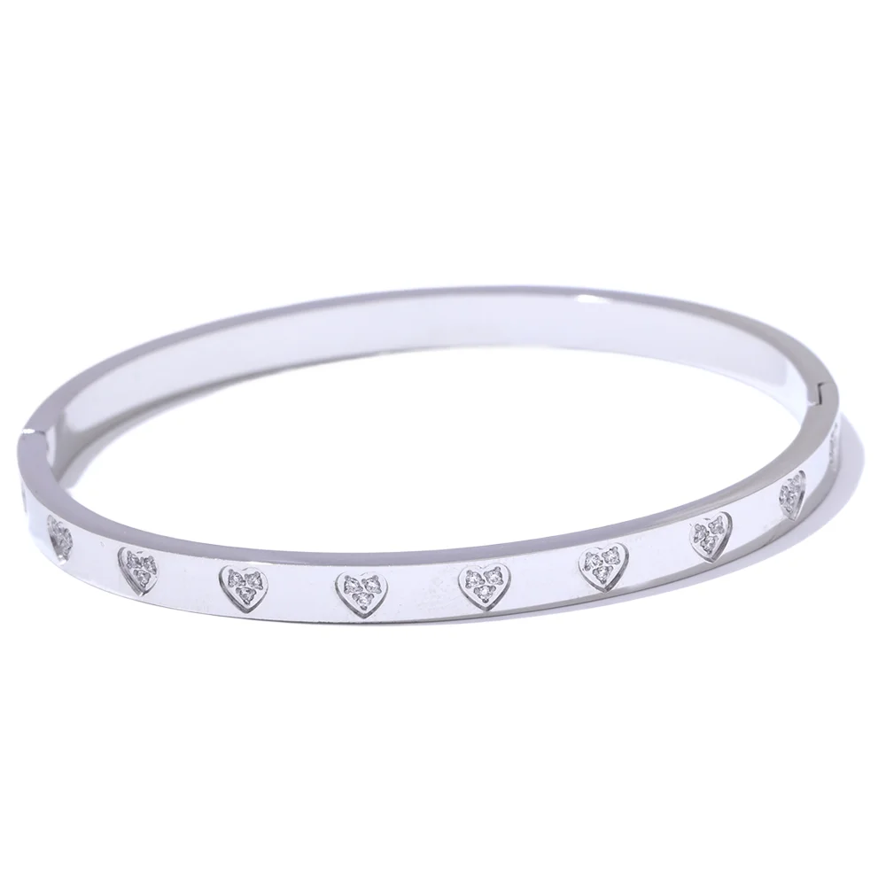 Pulseira Coração com Zircônia - Elegância em Aço Inoxidável